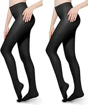 2 PCS 20-30mmHg Compression Pantyhose Opaque Support Pantyhose Closed Toe for Women Men Help Relieve Swelling Varicose Veins Edema Black M
