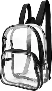 [TSLBW] Clear Backpack Mini Transparent Backpack PVC Transparent Daypack Small See Through Backpack Waterproof Clear School Backpack Black Clear Casual Rucksack Handbag Unisex for Work Travel Concert Sports
