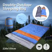 Double Sleeping Bag Bags Camping Hiking -10°C Tent Winter 220x150cm Outdoor AU