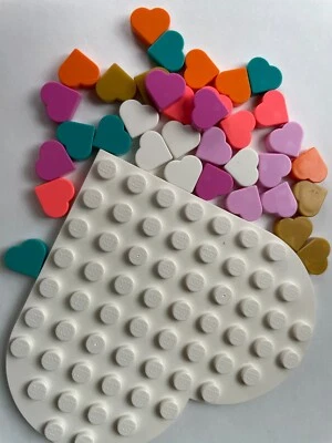 LEGO-NEW- HEART PACKAGE-35 SMALL HEARTS IN 7 COLORS PLUS 1 LARGE WHITE HEART