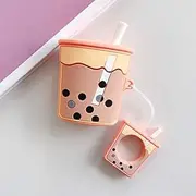 Air Smart Headphones Bluetooth Earphone Wireless Earphones Shockproof Pearl Milk Tea Silicone Protective Case for Apple AirPods 1/2 (Orange) (Color : Orange)