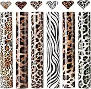 SHARBDA Leopard Cheetah Pattern Iron-on Heat Transfer Vinyl Wild Animal Print HTV Craft Film Garment Clothing for T-Shirt Decoration DIY Craft Material