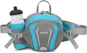 [Ariineer] Bumbag with Water Bottle Holder Fanny Waist Pack with Adjustable Belt for Camping Climbing Travel Outdoor Sports Dog Walking Gifts for Ladies Men Women, Blue, One Size