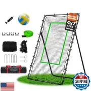 Volleyball Rebounder Net with Bungee Cords, Volleyball,Carry Bag and Neon Tar