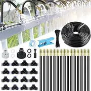 Dianrui 50FT Drip Irrigation System for Garden, Drip Irrigation Kit 360° Curved Garden Automatic Irrigation System for Greenhouse, Yard, Lawn, Plant (Dropper Atomizing Mist Nozzles)