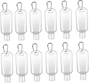 OFFIGAM 12pcs Refillable Travel Bottles with Carabiner Clip Durable Empty Makeup Containers for Subpackaging Liquid Hook for Easy the Go Use Random Color