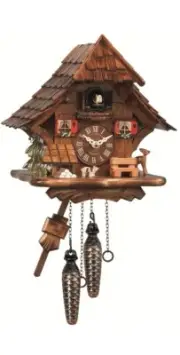 Quartz Cuckoo Clock Black forest house EN 492 Q NEW