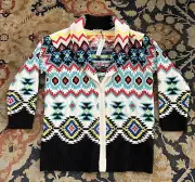 Alice + Olivia Aztec Jenn Fair Isle Women's Wool Cardigan Sweater Bradford XL