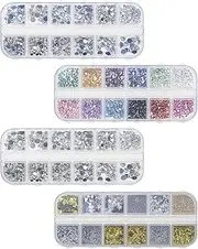 eMagTech 4 Boxes Mixed Flat Back Hot Fix Round Glass Rhinestones Kit, 2-5mm Clear AB Mixed Colours for Manicure Nail Decorations DIY Face Art