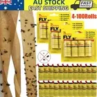 100 Rolls Fly Sticky Trap Paper Insect Bug Catcher Strip Fly Sticker Non Toxic