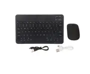 Wireless Keyboard Mouse 2.4G Bluetooth Dual Mode Rechargeable Portable External Silent 10in Black Combo