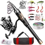 Fishing Rod Kit, Telescopic Fishing Pole and Reel Combo Full Kit with Line Lures