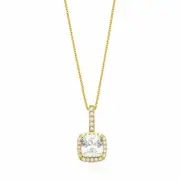 HUSH 9ct Yellow Gold Cushion & Round Cut w/2.7 CT of Diamond Simulants Pendant