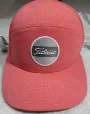 New Titleist Pink Rose Round Logo Golf Boardwalk 5 Panel SnapBack Hat Cap
