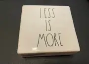 Rae Dunn LESS IS MORE MORE OR LESS Paperweight Decorative Block Sign Decor