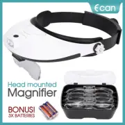 2 LED Lamp Head-Mounted Magnifier Jeweler Magnifying Glass Loupe Headband Light