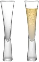 Decostatue Champagne Flute Set of 2, 6oz/170ml Capacity Hand Blown Moya Glass Wine Glasses Set Shatterproof Wine Goblet Drinkware for Pool, Champagne, Cocktail, Indoor Outdoor, Party (Clear)