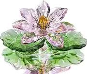 H&D Hyaline & Dora Pink Sparkle Crystal Hue Reflection Crystal Lotus Flower,Glass Home Decor for Feng Shui,Gift Boxed