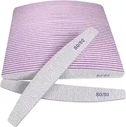 80/80 Grit Nail Files (24 Pack), Emery Boards for Acrylic Nails and Gel Nails, Coarse Nail File Double Sided 80 Grits Emory Professional Nail Filers Reusable Washable Manicure Curved Gray