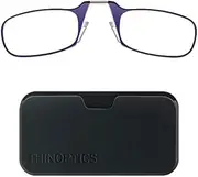 ThinOptics Reading Glasses 2.50 Purple Frames With Universal Pod Compact Case - Slim Light Foldable Eyeglasses +2.50 Strength With Flex-Fit Technology - Men Women