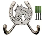 Handcrafted Horse Head Hook Coat Rustic Ranch Hooks Rack Towel Horseshoe, Coa...