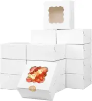 50 Pcs Pastry Bakery Boxes Cookie Boxes White Bakery Boxes Cake Boxes with Windo
