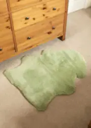 British Jade Green Shorn Clipped Sheepskin Rug Hide Luxury Super Soft Chair Pram