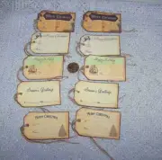 10-Christmas-Farmhouse-Rustic-Nature-Handmade-Linen Cardstock-Gift-Hang-Tags