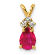 14k 7x5mm Pear Ruby A Diamond pendant