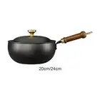 Wok with Lid Induction Cooker Boiling Chinese Wok for Kitchen Home Camping