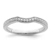 0.16ct. CZ Solid Real 14k White Polished Matching Wedding Wedding Band Ring