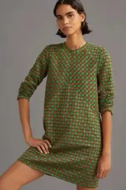 NWT Anthropologie Maeve Jacquard Shift Mini Dress SZ XS $148 Comfy Cute Retro