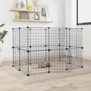 20-Panel Pet Cage with Door Chicken Rabbit Coop Hutch House Enclosure Steel Blk