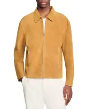 Sandro Leather Zip Front Jacket