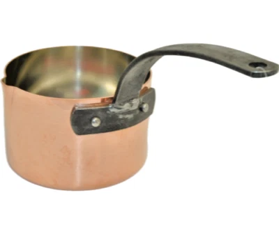 BAUMALU Smooth 2 mm Copper Sauce Pan 0.8qt with Spout Alsace France New