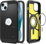 SPIGEN Tough Armor MagFit for iPhone 15 Case, Compatible with MagSafe Magnetic Ring, Extreme Protection Foam Heavy Duty Shock Absorption Kickstand Cover - Black