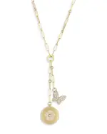 Roberto Coin 18K Yellow Gold Daisy Diamond Flower Disc & Butterfly Lariat Necklace, 16-18 - Exclusive