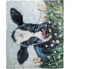 Cute Cow in Field Plush Flannel Polyester Throw Blanket, 50"x60", New