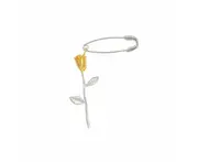 Safety Pin Gold Color Rose Sterling Silver Earring