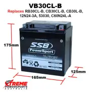 SSB 12V 460CCA 30AH VB30CL-B Moto Guzzi 1000 Daytona 1981-2001 V-Spec AGM Batter