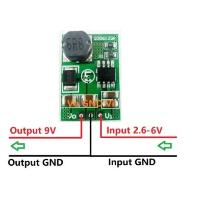 15W 2.6-6V TO 9V DC-DC Step-up Boost Converter Voltage Regulated Power Supply
