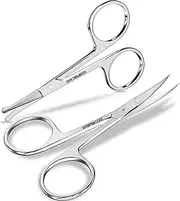 Utopia Care Curved and Rounded Facial Hair Scissors for Men - Moustache, Nose Hair & Beard Trimming Scissors, Safety Use for Eyebrows, Eyelashes, and Ear Hair - Professional Stainless Steel (Silver)