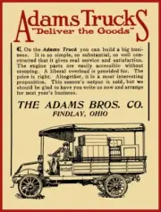 1911 Adams Bros. Co. NEW Metal Sign: Adams Trucks Deliver the Goods; Findlay, OH