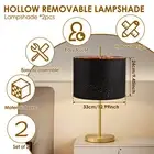 2Pcs Black Lamp Shades Set 13inch Multifunctional Drum Lampshades with qiADd