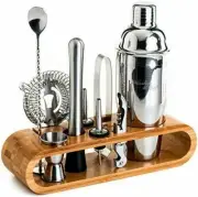 Mixology & Craft Bartender Kit: 10-PC Bar Stainless Steel Tool Set Bamboo Stand