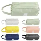 Kids' Double Layer Zip Pencil Case Big Capacity Students Canvas Stationery Bags∝