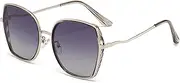 HMKING Large Metal Square Frame Polarized Sunglasses for Mens Womens Retro Mirrored Lens Sun glasses for Driving Fishing, Gradient-gray