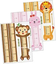 Cabilock 3 Sets Removable Height Measurement Stickers for Cartoon Animal Patterns Lion Rabbit Monkey Fun Home Decor for Nursery and Rooms