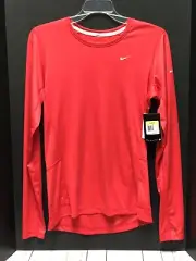NIKE Women's (S) Miler Running Shirt Long Sleeve Tomato Red 519833-662 NWT $42