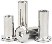 10pcs,304 Stainless Steel Rivet Nut Hex Socket Furniture Connector Cap Nuts Barrel(14mm,M6)